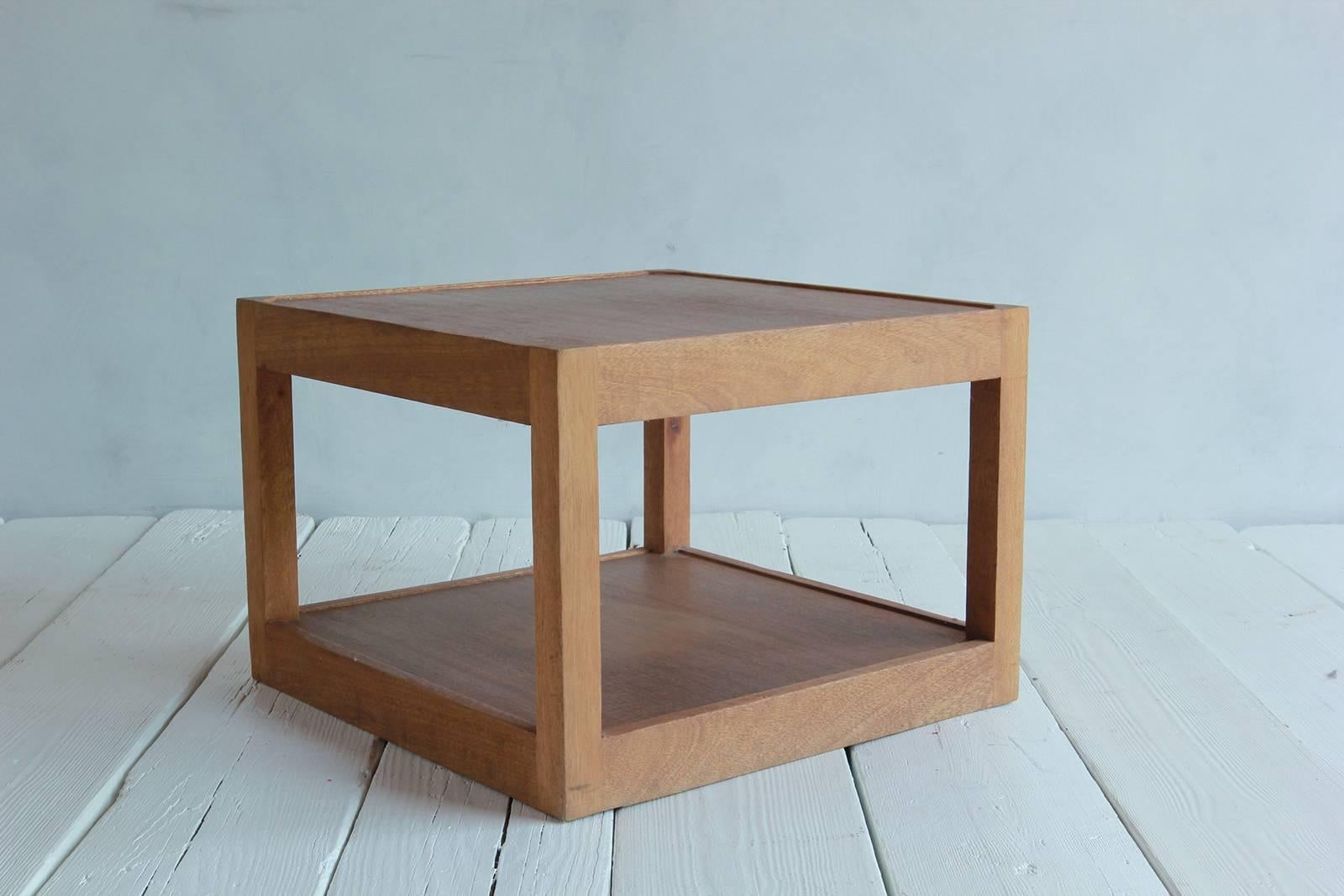 Walnut Side Table with Bottom Shelf and Parson Style Legs with Single Drawer 2