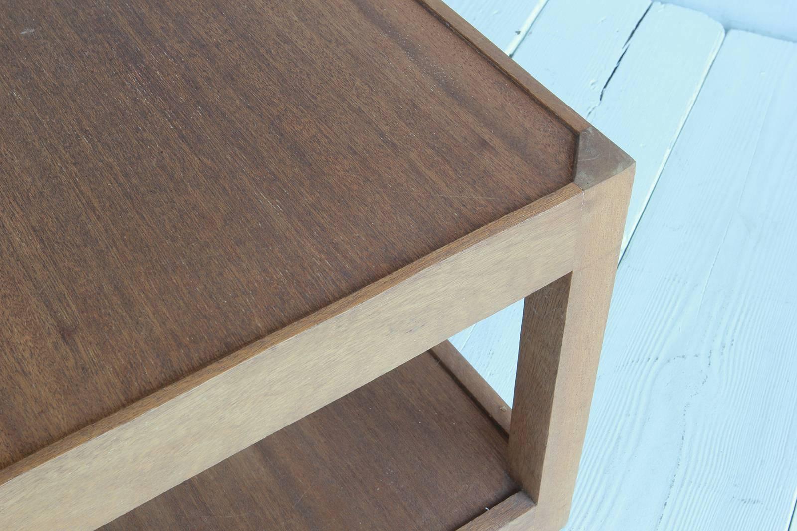 Walnut Side Table with Bottom Shelf and Parson Style Legs with Single Drawer 4