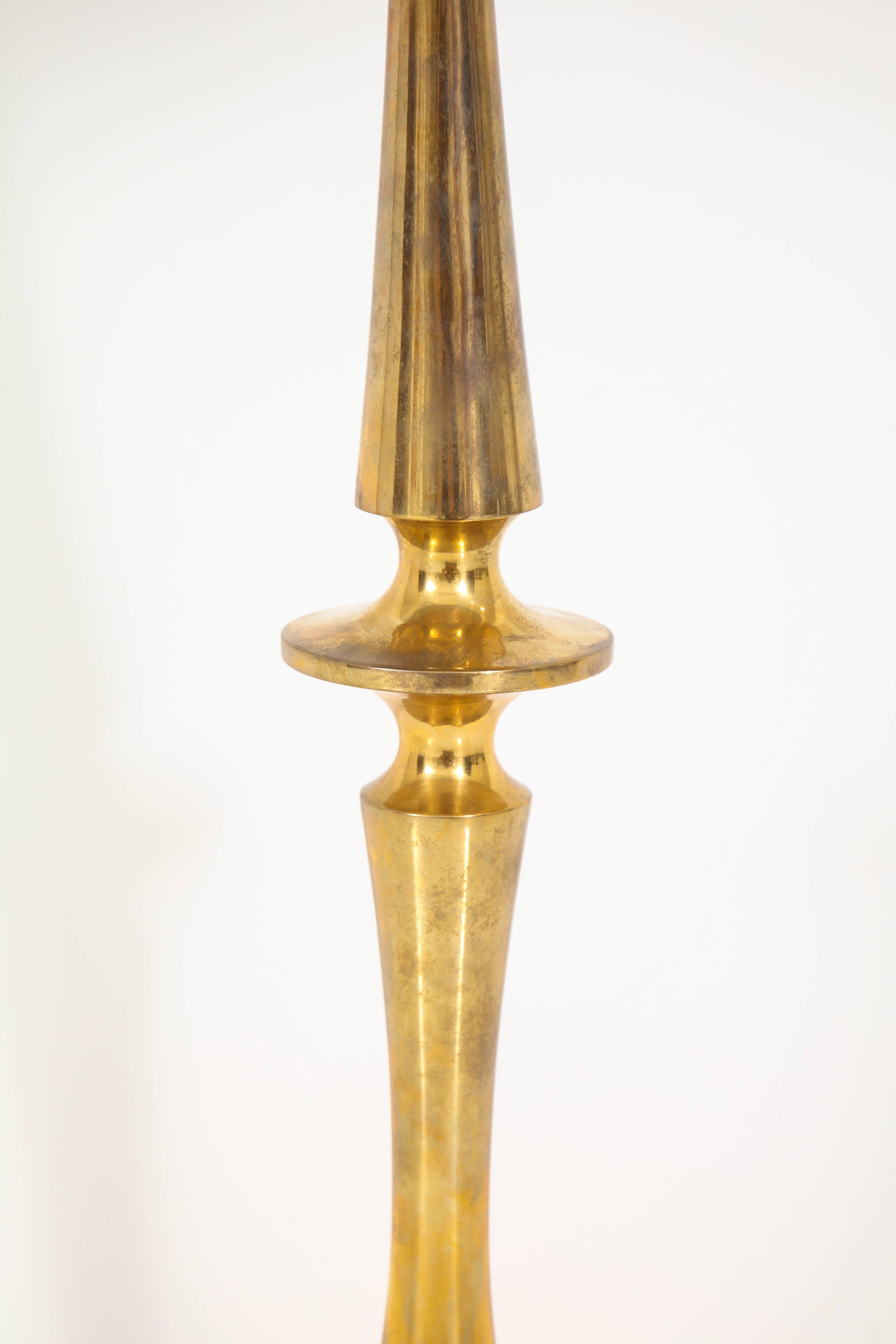 Contemporary NK Collection Turned Brass Table Lamp