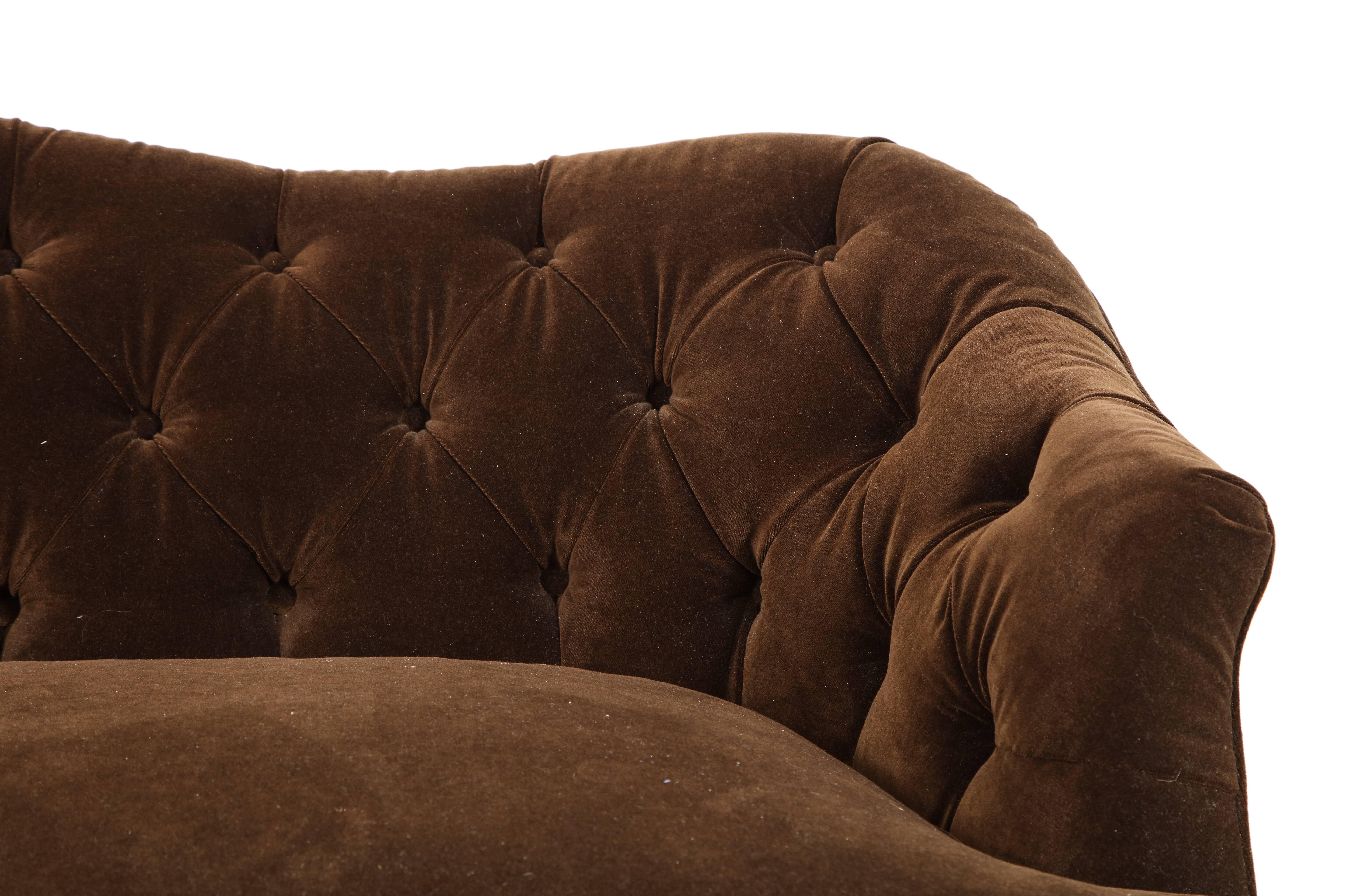NK Collection Tufted Sofa Upholstered in Brown Velvet 1