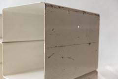 French Vintage Geometric Modular White Metal Bookshelf