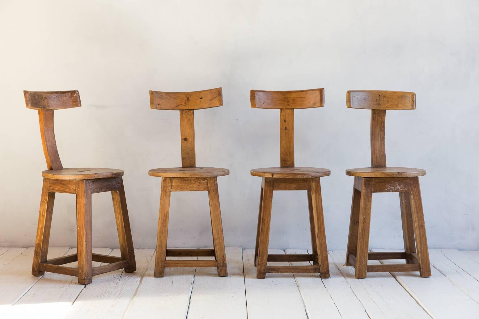 Set of Four Rustic T Back Chairs 1