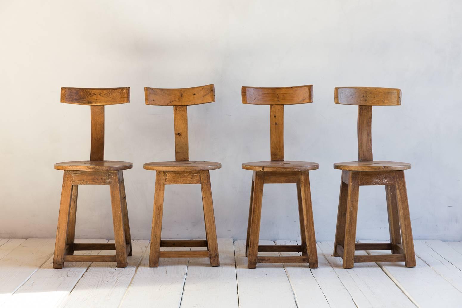 Mid-20th Century Set of Four Rustic T Back Chairs