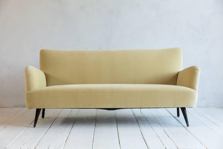 French Velvet Sofa Newly Upholstered in Velvet at 1stDibs