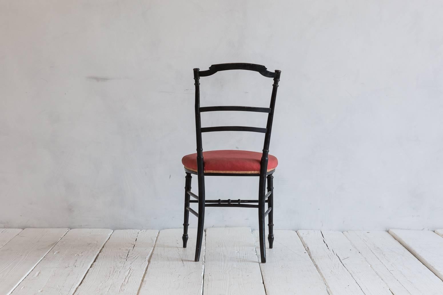 Mid-20th Century French Chiavari Black Framed Petite Side Chairs