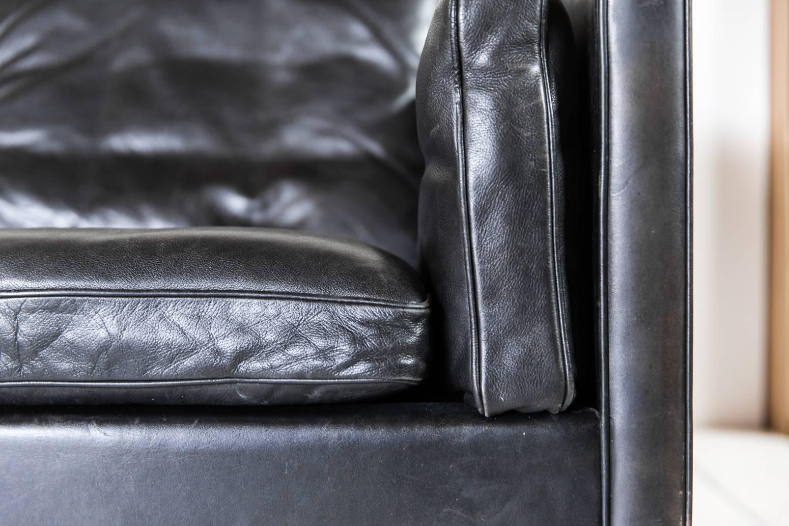 Black Leather Borge Mogensen Style Sofa 1