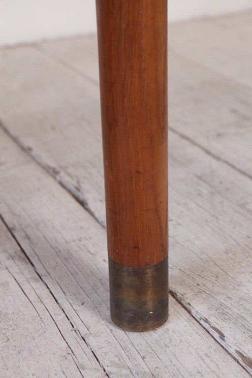 Rare Oak and Brass Mid-Century Modern Dining Table In Good Condition In Los Angeles, CA