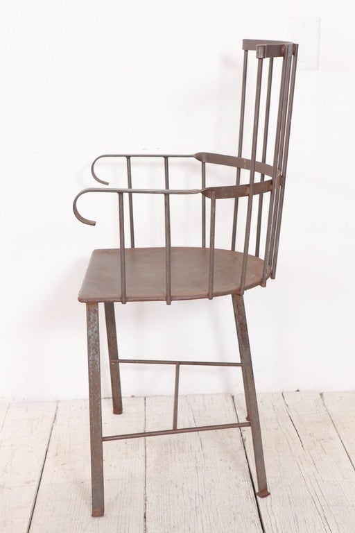 Mid-20th Century Pair of Iron Metal Windsor Style Garden Chairs