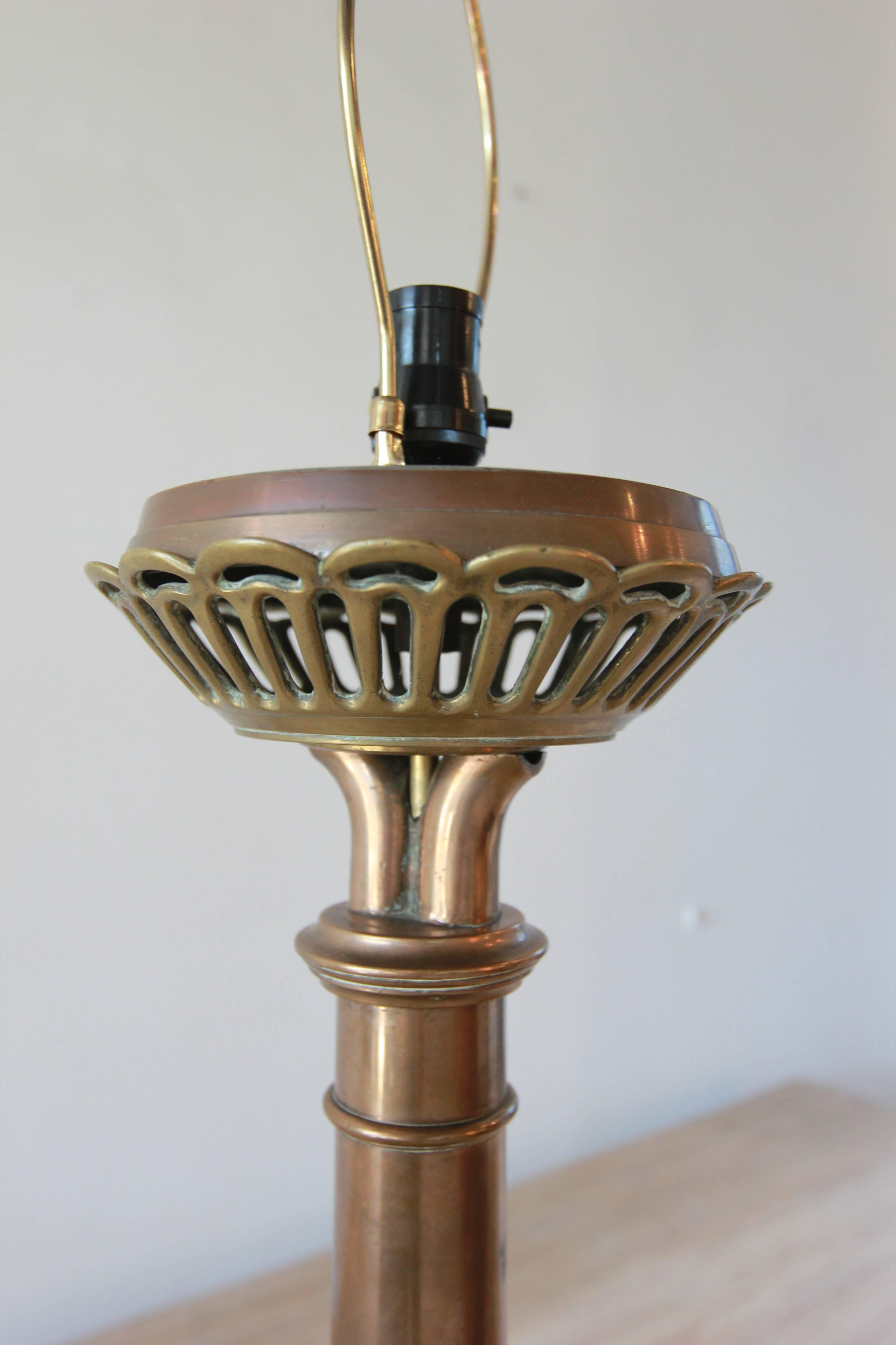 Heavy solid square brass lamp.