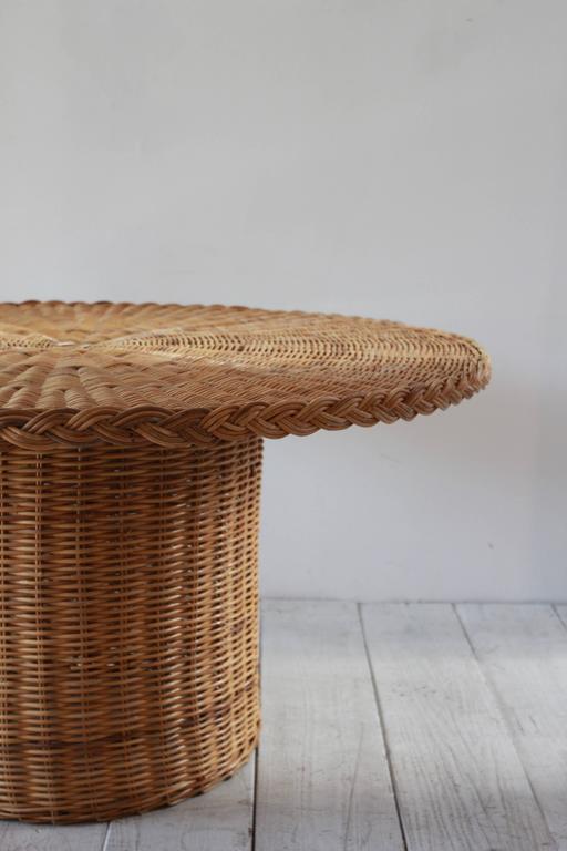 Round Rattan Dining Table at 1stDibs