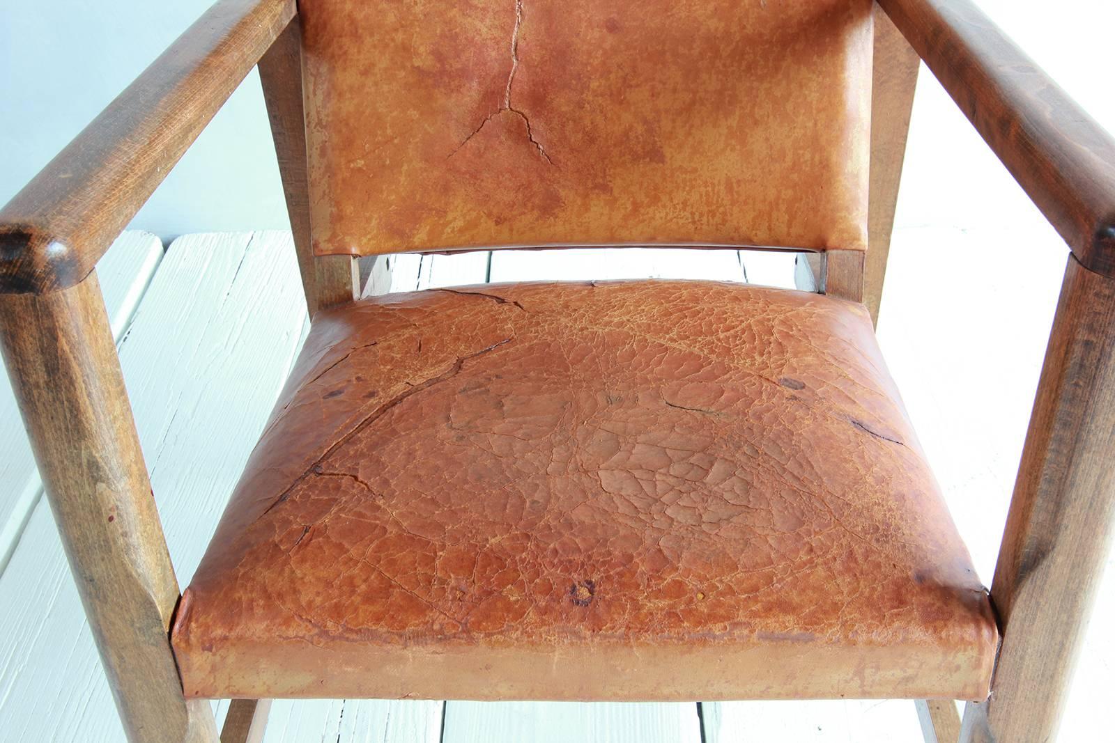 Pair of Borge Mogensen Style Leather and Wood Chairs 5