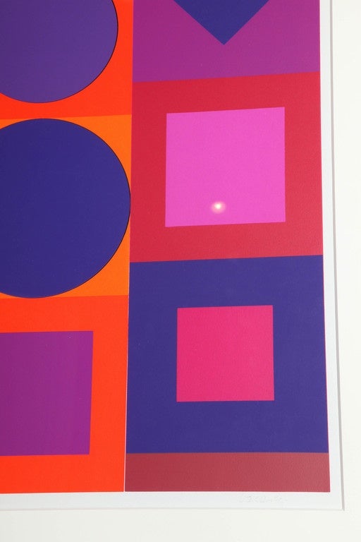 One of a Pair of Signed and Numbered Off-Set Lithographs by Victor Vasarely In Excellent Condition For Sale In New York, NY