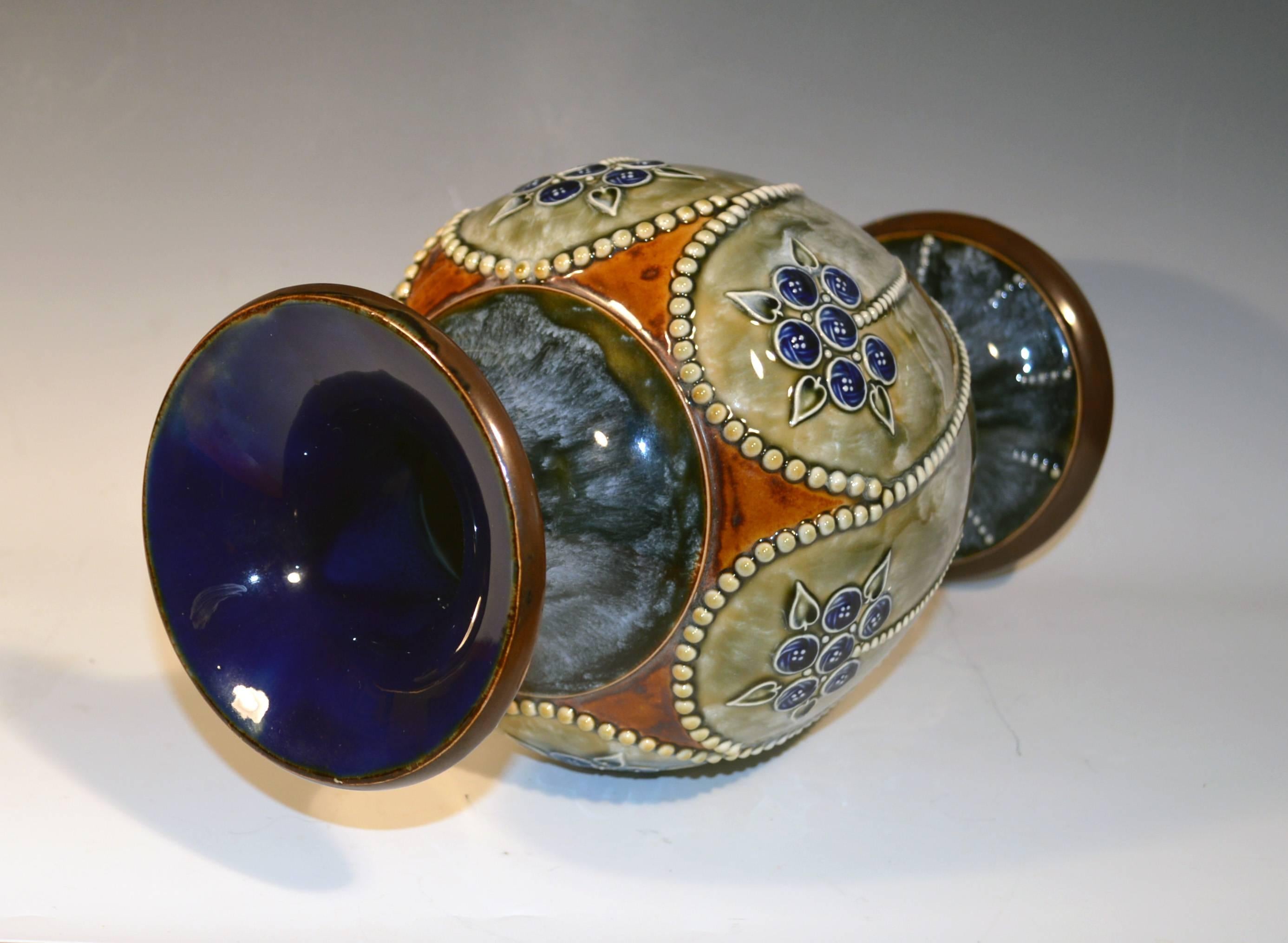 Royal Doulton Marbled Pottery Vases, 1903-1905 In Excellent Condition In Downingtown, PA