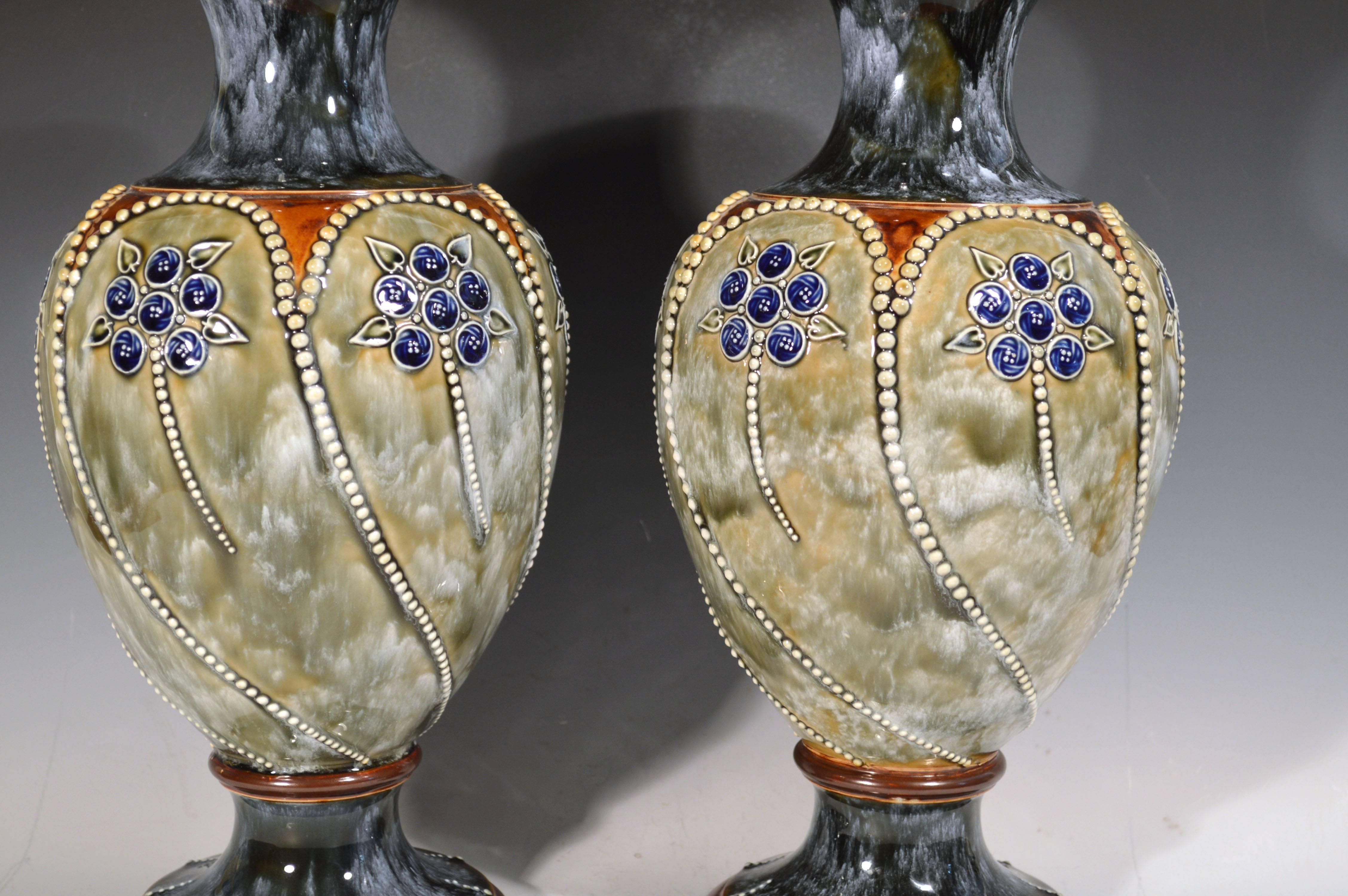 20th Century Royal Doulton Marbled Pottery Vases, 1903-1905