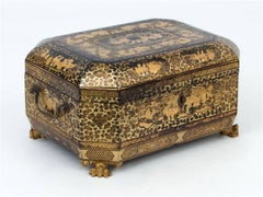 Chinese Export Lacquer Double Tea Caddy Chest, circa 1840