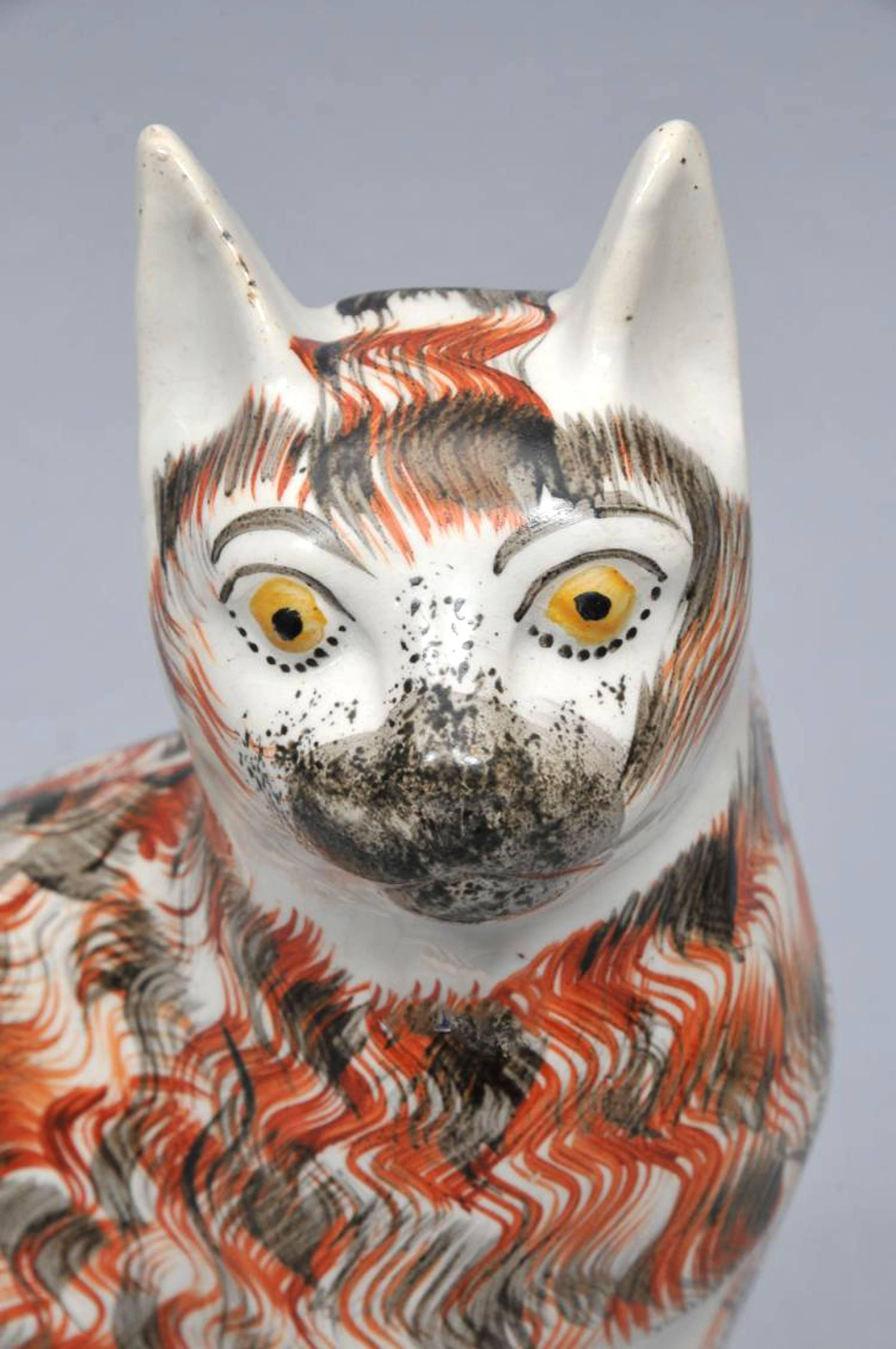 Victorian Staffordshire Pottery Whimsical Cat, circa 1850