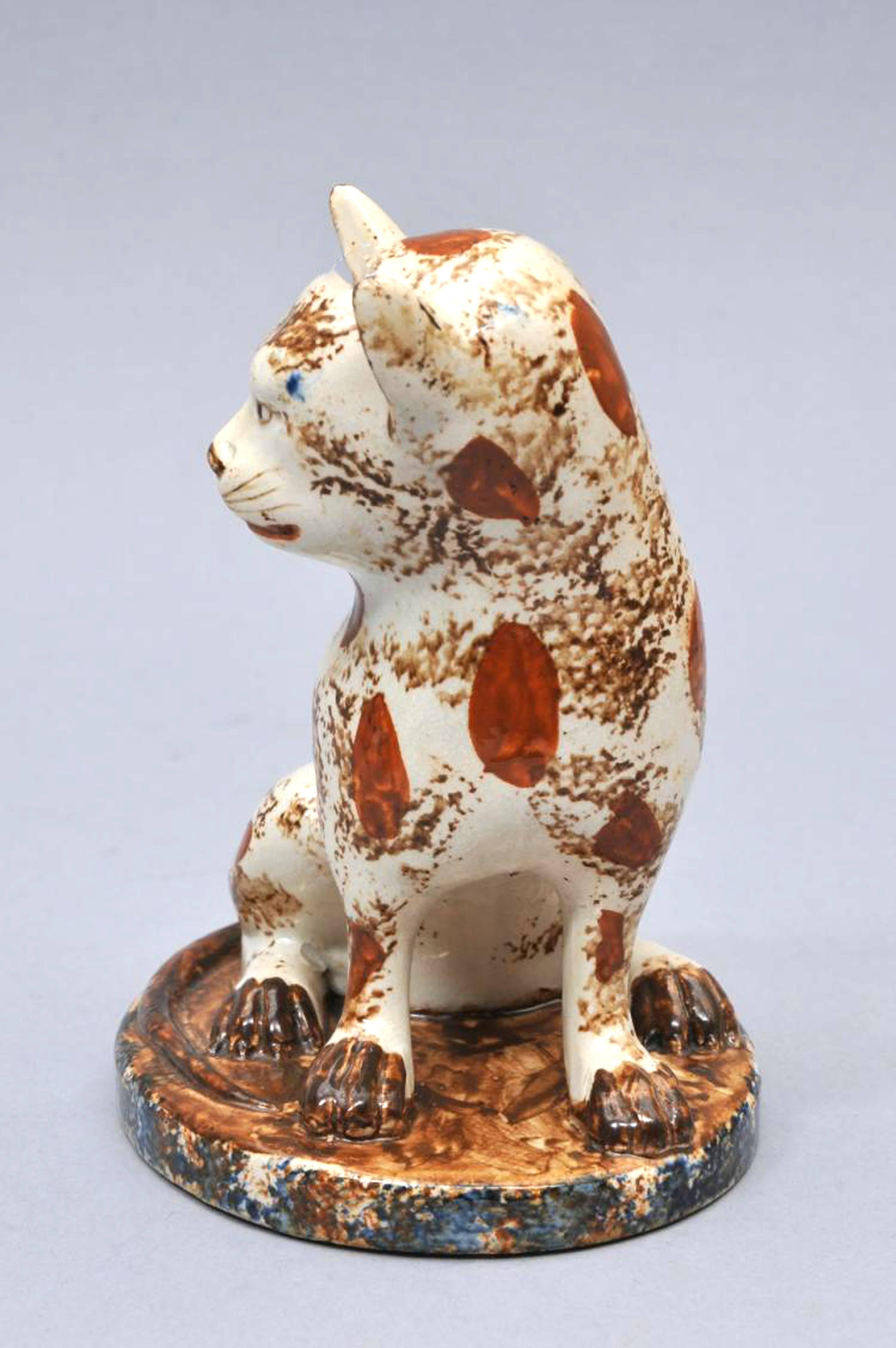 Early Staffordshire Pottery Whimsical Cat, Early 19th Century In Excellent Condition In Downingtown, PA