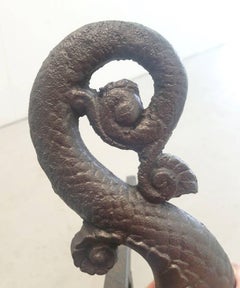 Dolphin Andirons, Bradley & Hubbard, Meriden, Connecticut, circa 1886-1900