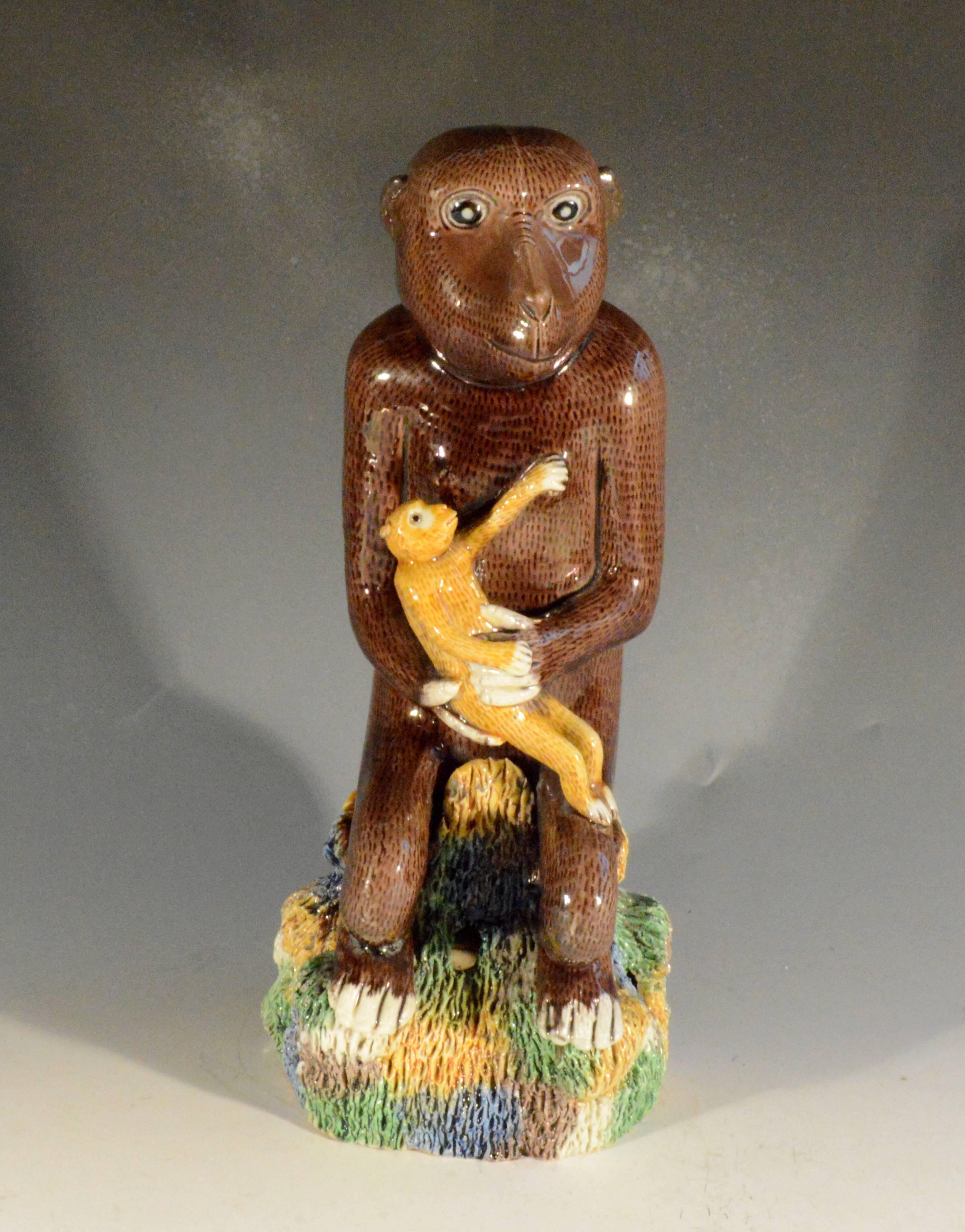 Chinese Export Glazed Biscuit Model of Monkey, 18th-Early 19th Century 1