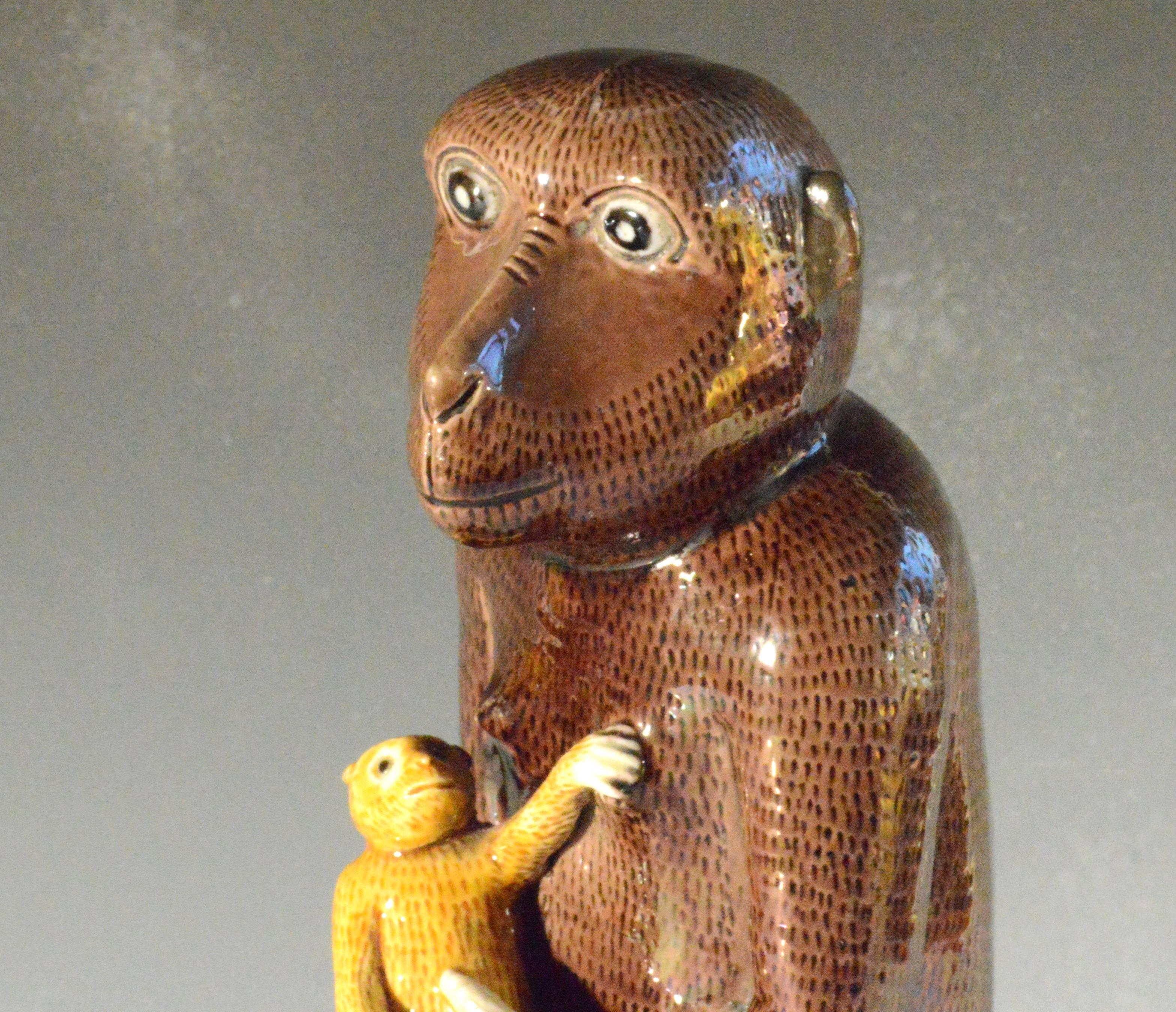 18th Century Chinese Export Glazed Biscuit Model of Monkey, 18th-Early 19th Century
