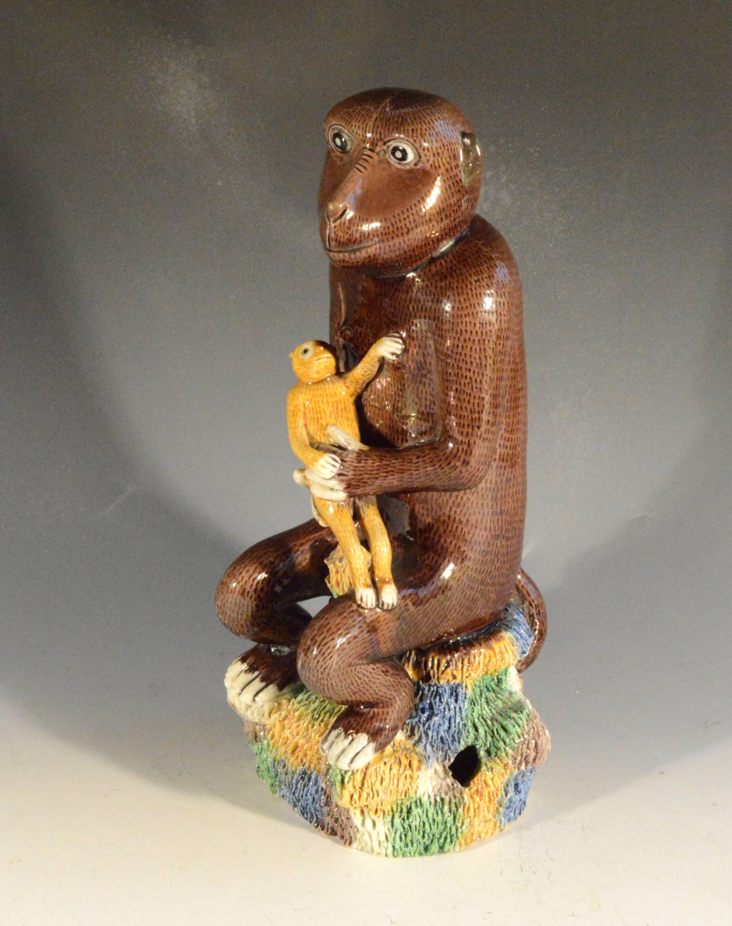 Porcelain Chinese Export Glazed Biscuit Model of Monkey, 18th-Early 19th Century