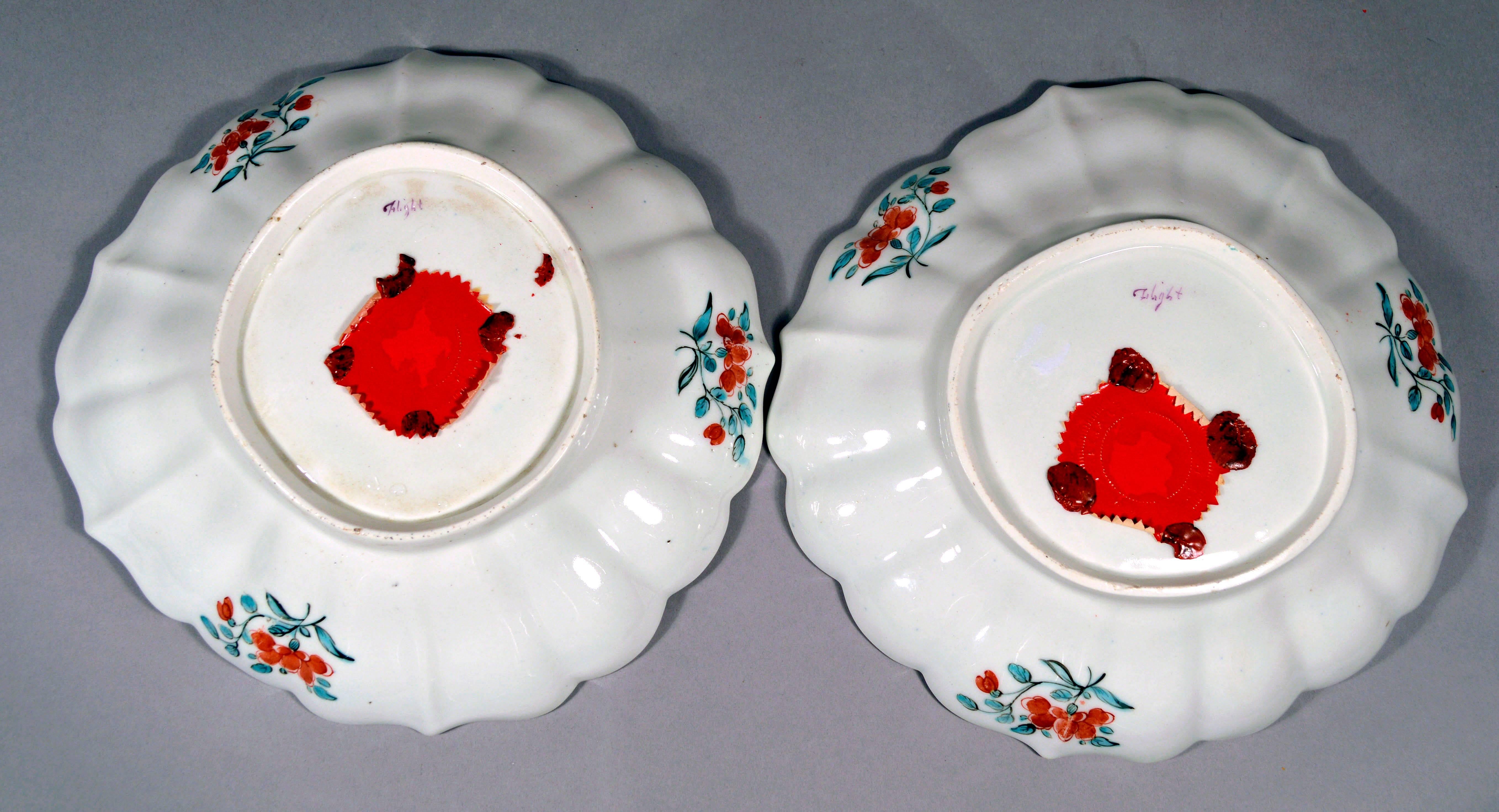 Georgian English Flight Worcester Porcelain Dishes in the Bishop Sumner Pattern