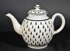 Pearlware Pottery Large Teapot with Ermine Decoration