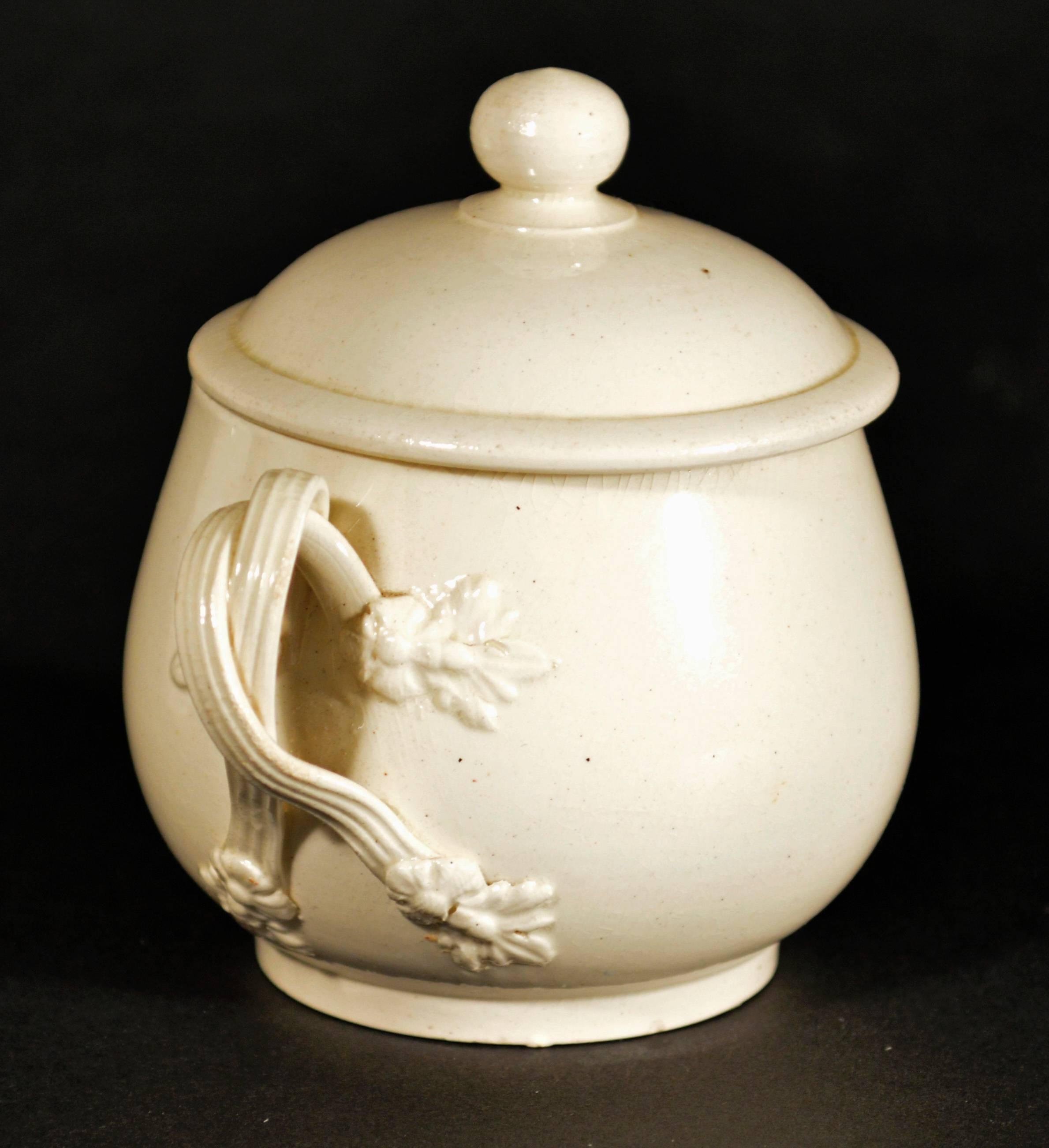 British English Creamware Pot-de-Creme Pots, 18th-century.