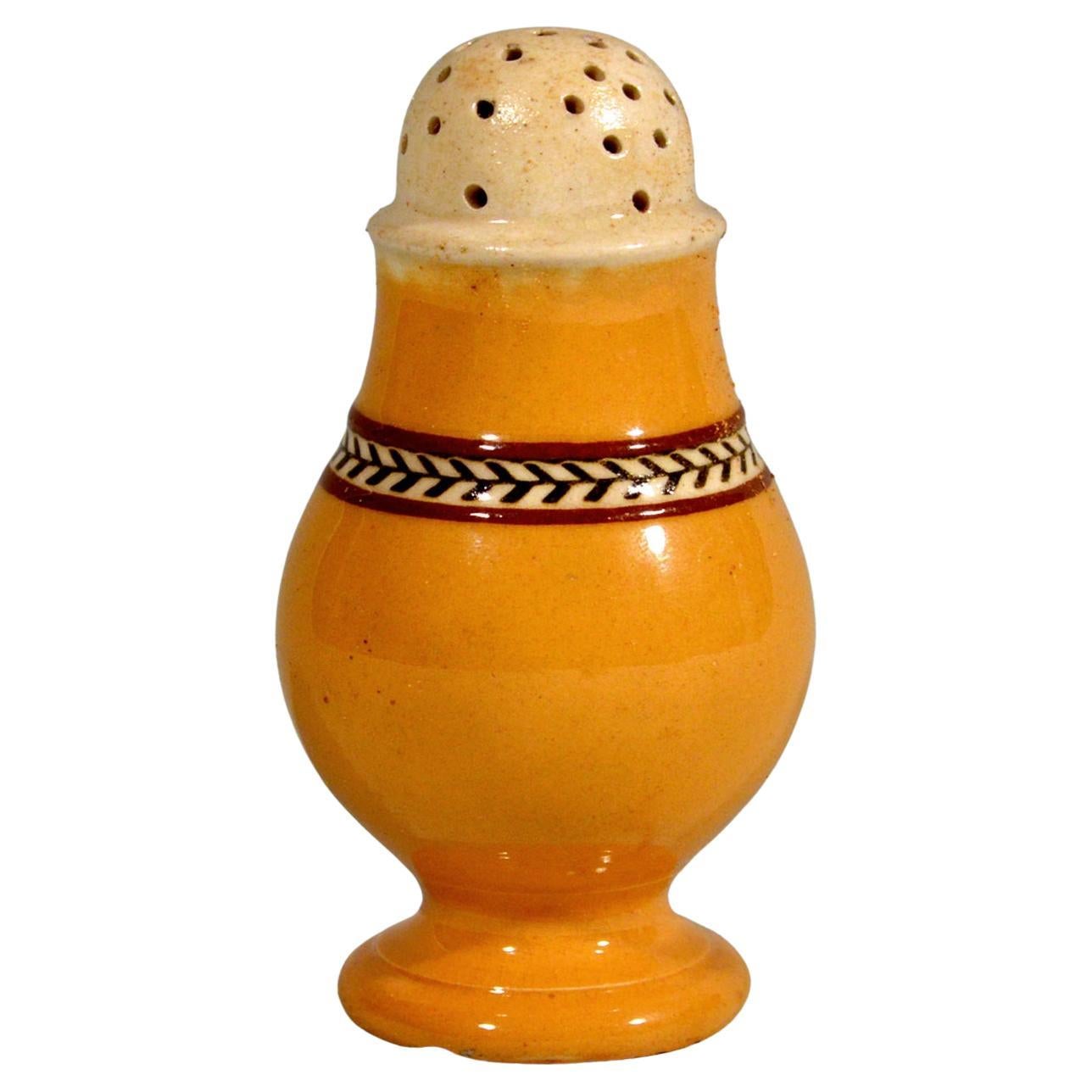 Mocha Pottery Banded Pepper Pot, circa 1810