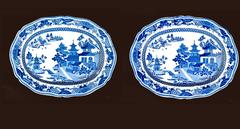Staffordshire Chinoiserie Pearlware Underglaze Blue Dishes