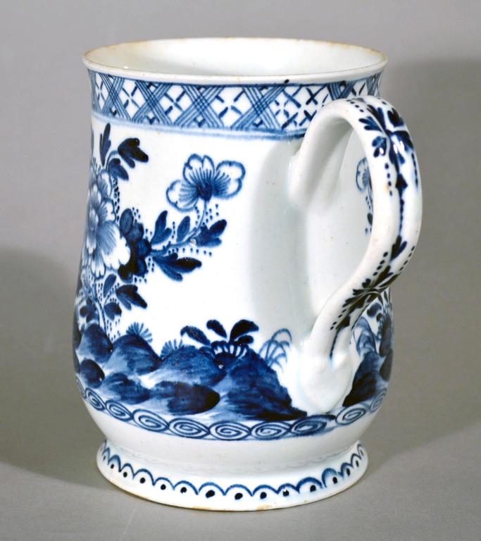 Bow Porcelain Chinoiserie Underglaze Blue Baluster Tankard, Circa 1760
