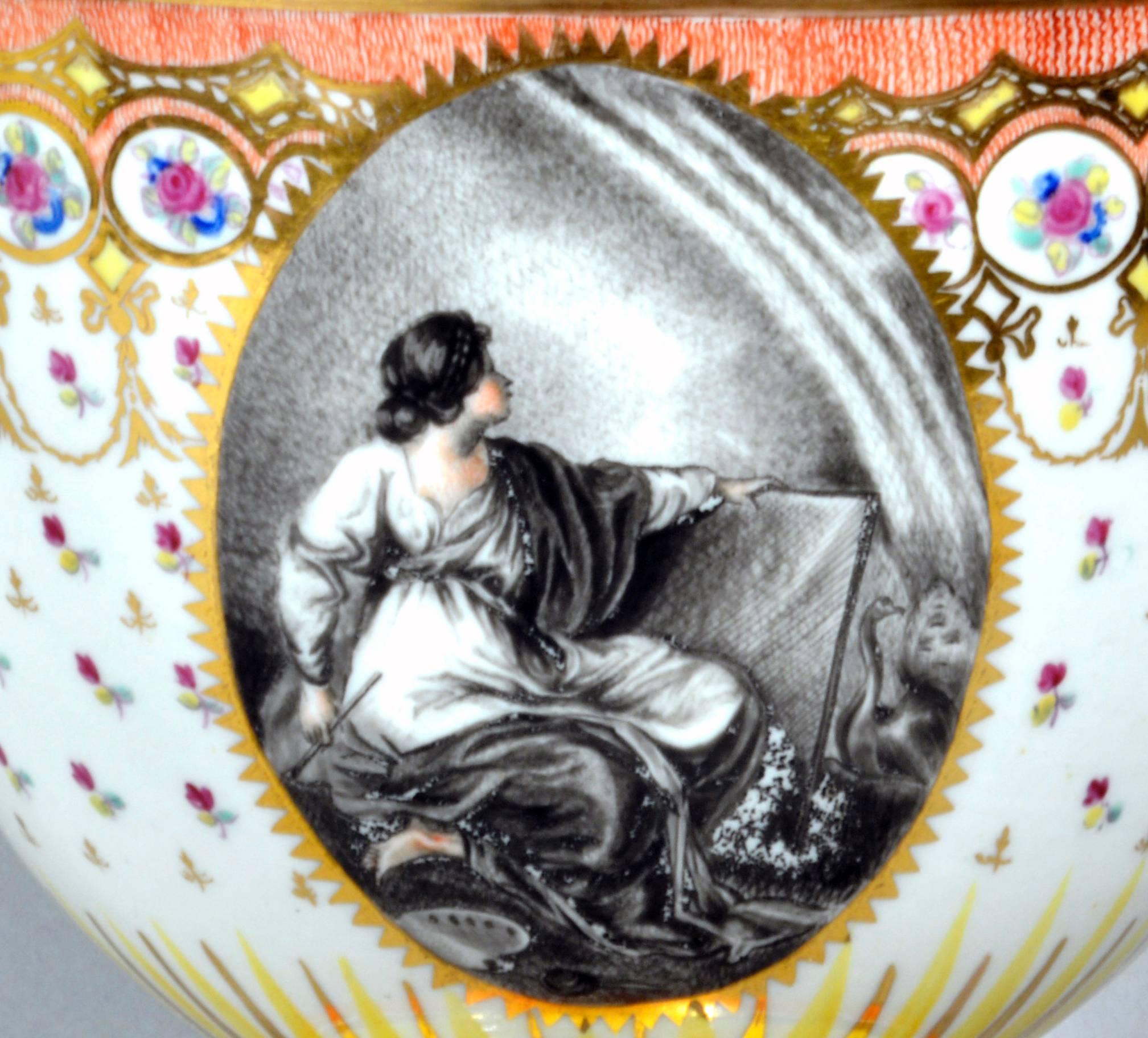 Chamberlain Worcester Porzellanpokal nach einem Gemälde von Angelia Kauffman (Neoklassisch) im Angebot