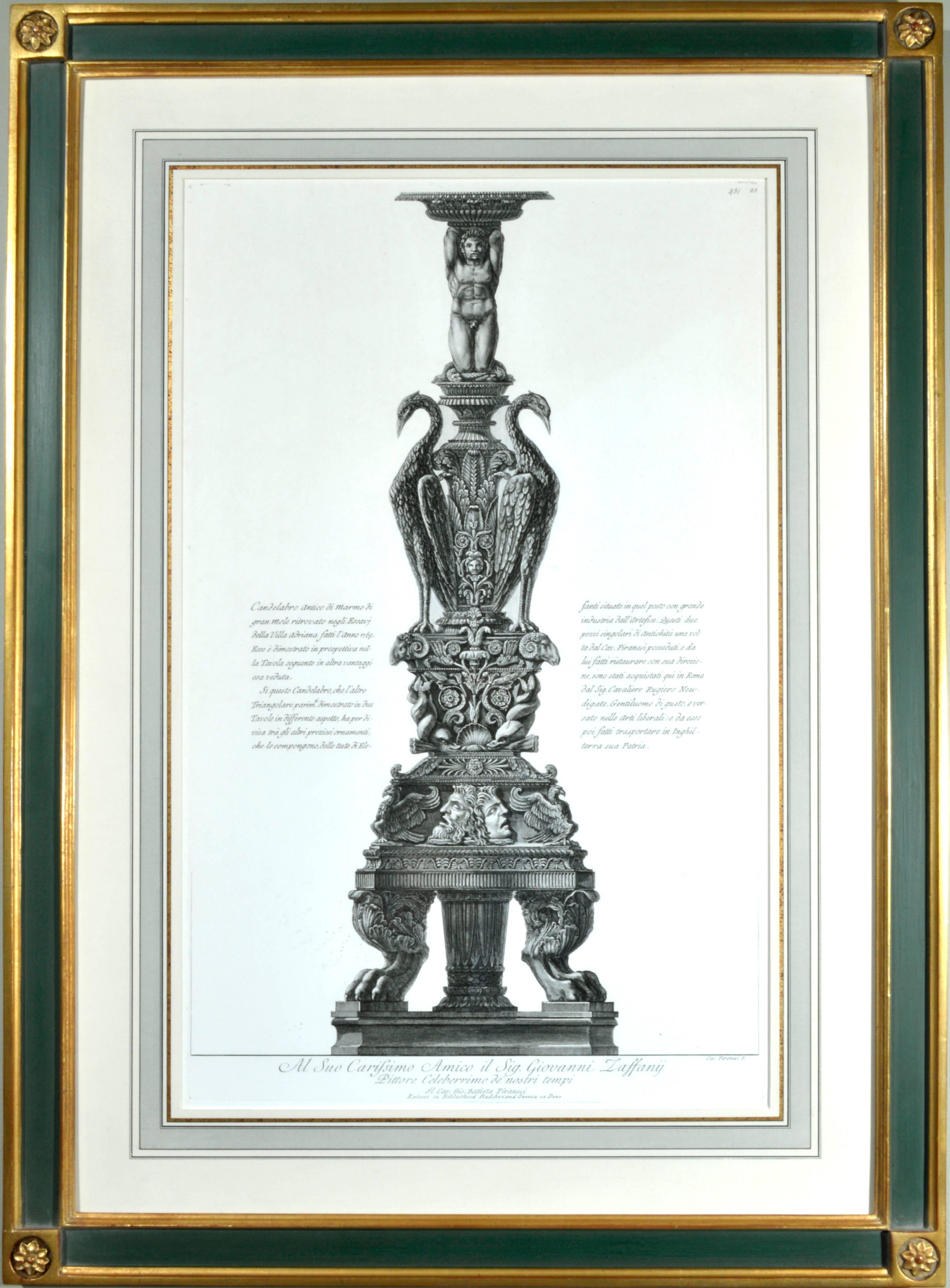 Giovanni Battista Piranesi Pair of Monumental Framed Etchings of Candleabra. In Excellent Condition In Downingtown, PA