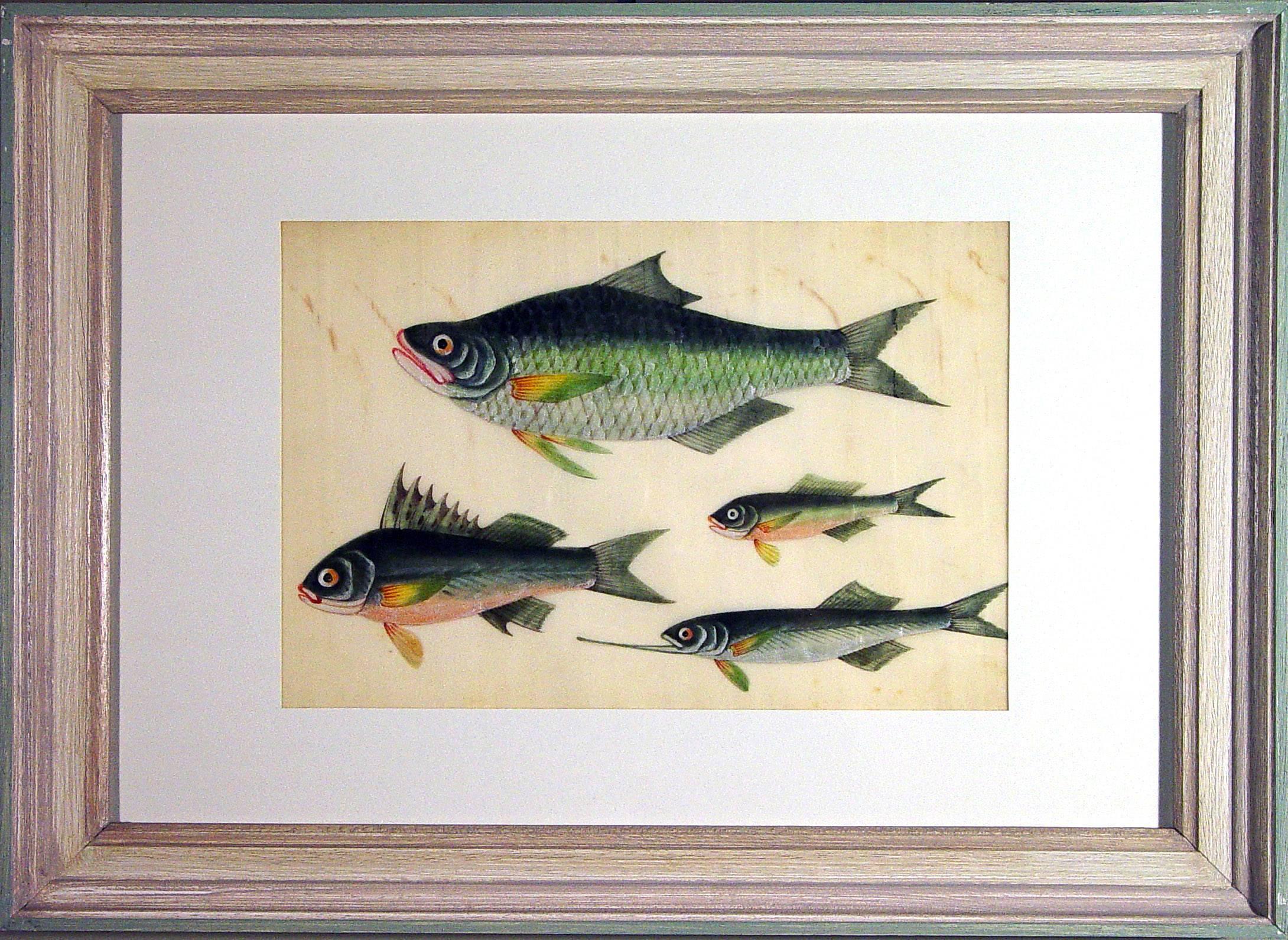 Chinese Watercolours of Fish in a set of nine on Pith Paper In Good Condition In Downingtown, PA