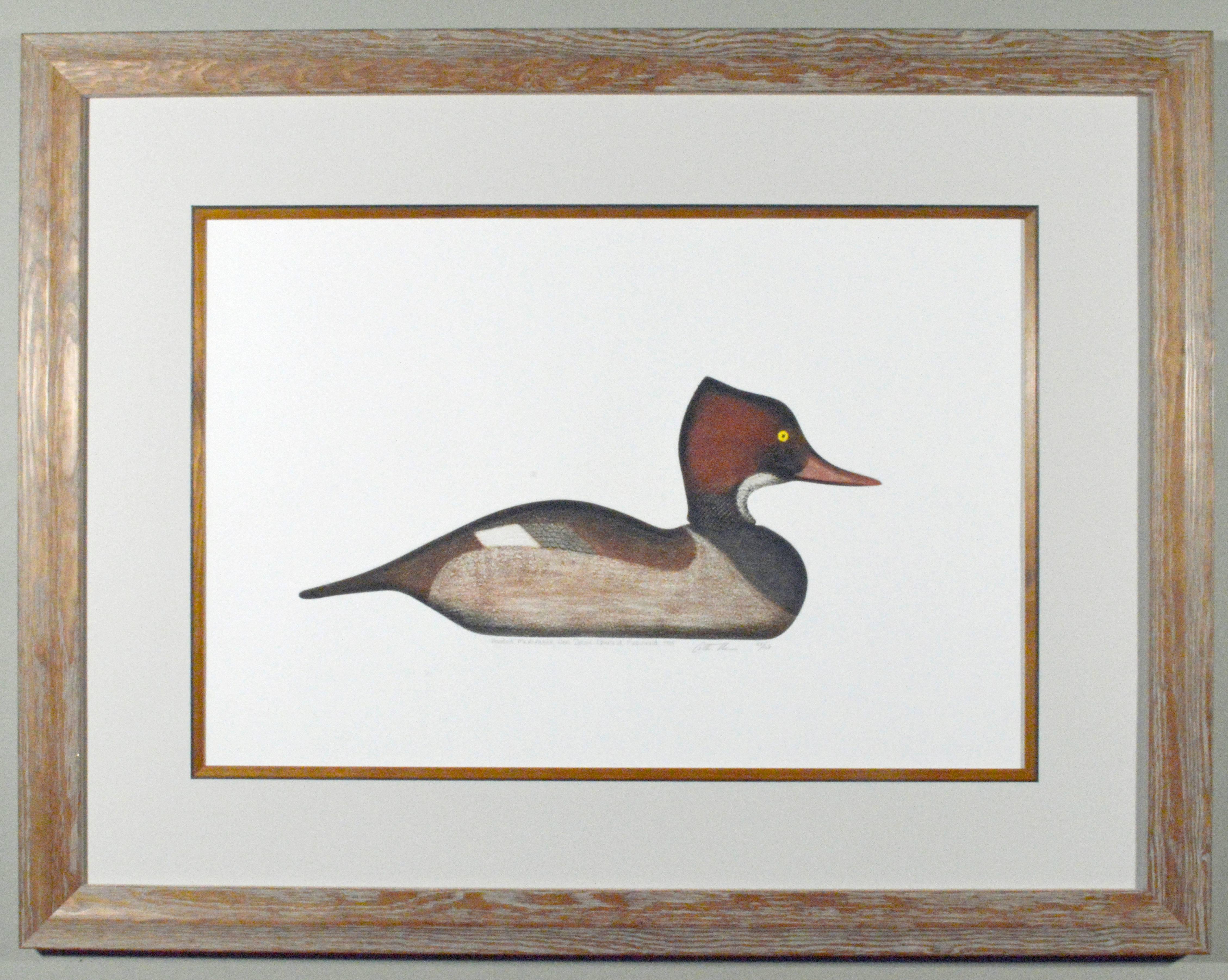 Arthur Nevis stunning large and framed prints depicting a hen & drake hooded merganser decoys from Crisfield, Maryland, 1935.

Both signed and number 23/150.