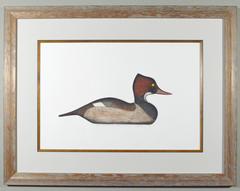 Arthur Nevis Pair of Prints of Hooded Merganser Drake and Hen Duck Decoys