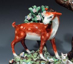 Staffordshire Pearlware Large & Rare Double Deer Group