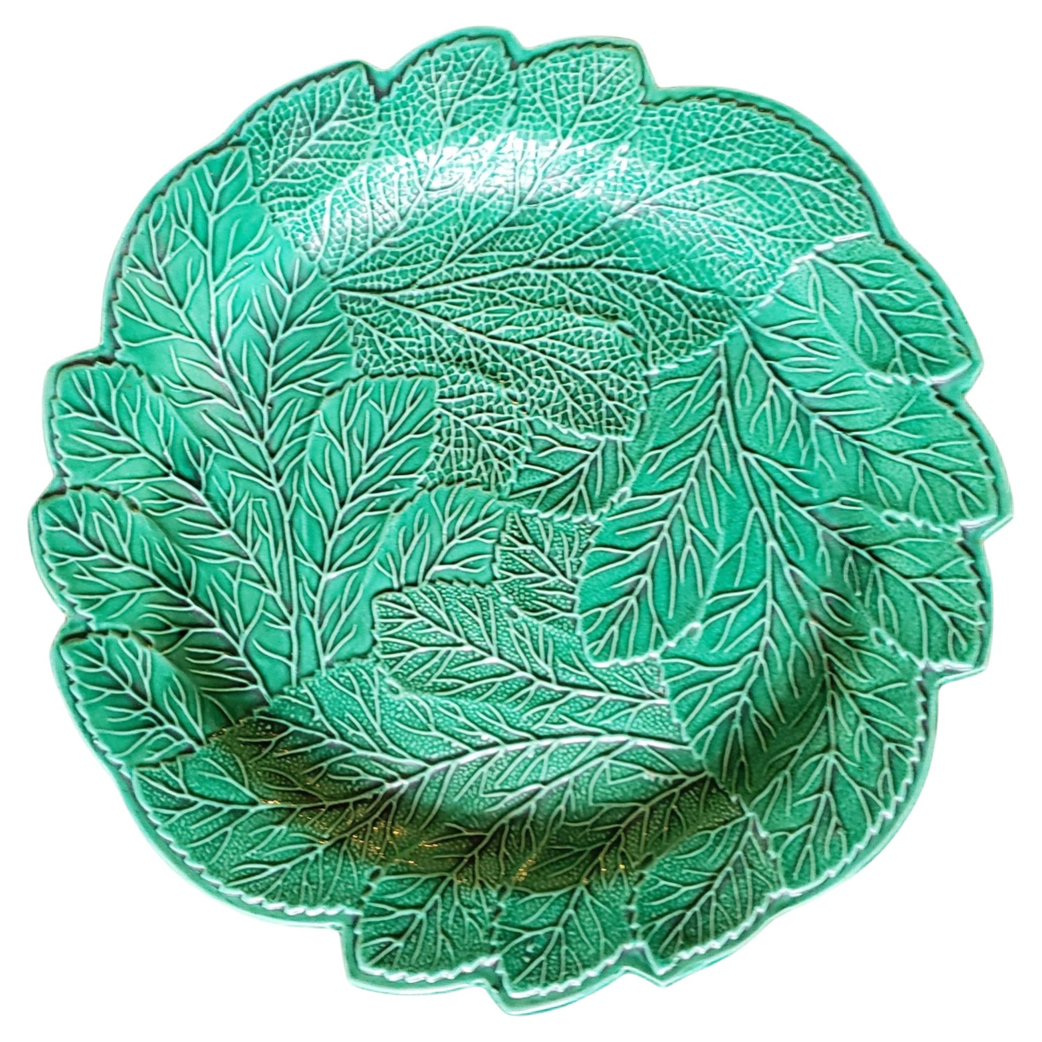 Brameld Green-Glazed Molded Leaf Plate, Swinton Yorkshire, Circa 1820–1835 For Sale