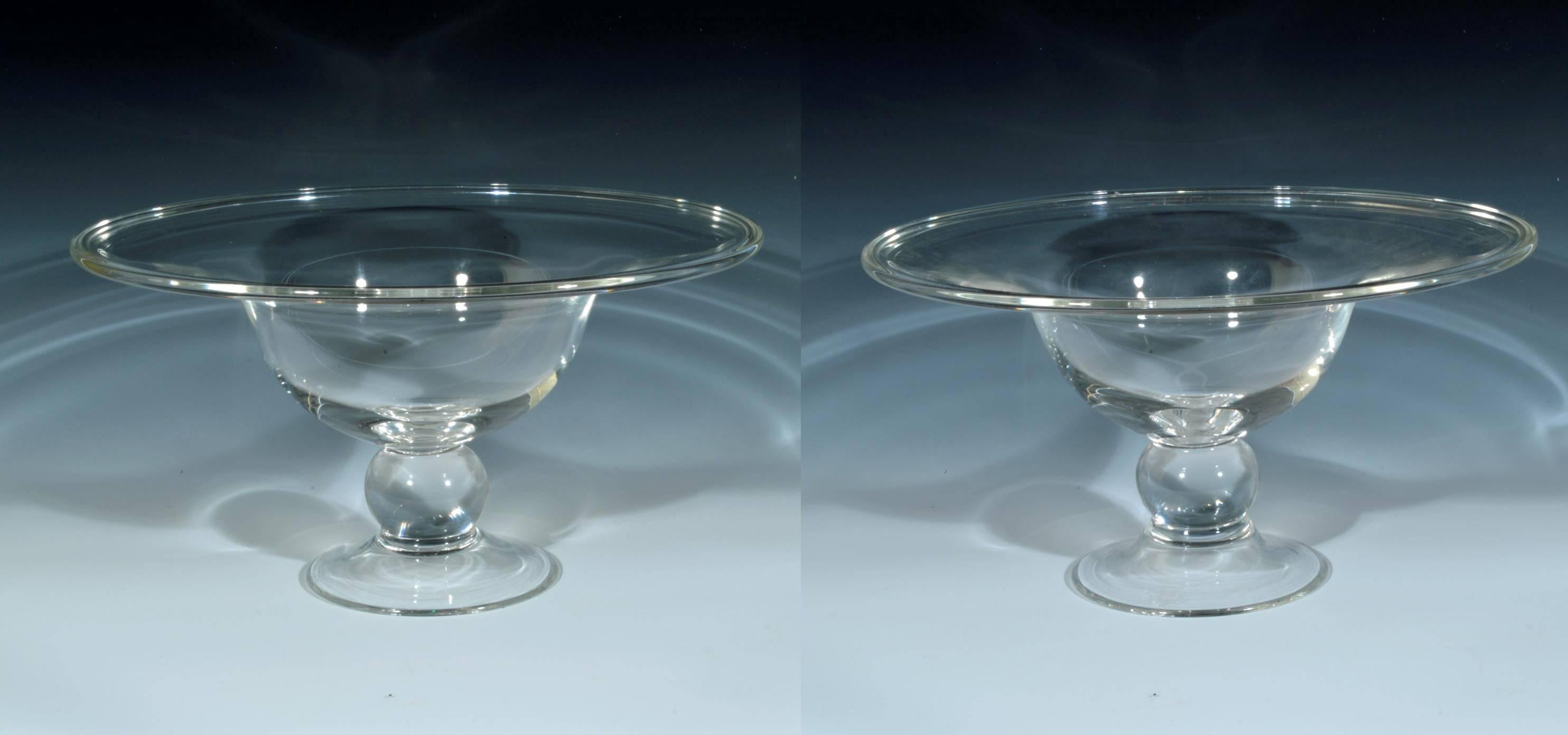 American Steuben Glass Footed Compotes. In Excellent Condition In Downingtown, PA