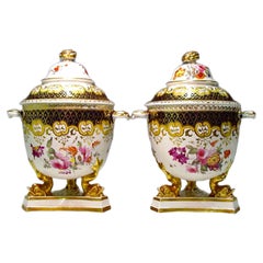 Regency Ridgway Porcelain Pair of Fruit Coolers, Covers and Liners, Pattern 1173