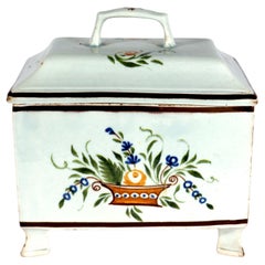 Ungewöhnliche Swansea Prattware Perlenware Keramik Deckel botanische Teedose