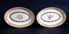 Creamware Oval Botanical Dishes, Neale & Co. 18th-Century
