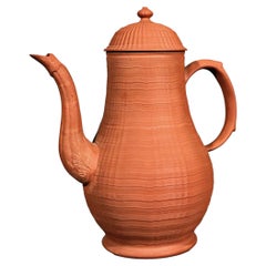 English Redware Engine-Turned Stoneware Coffee Pot, Staffordshire, Circa 1765