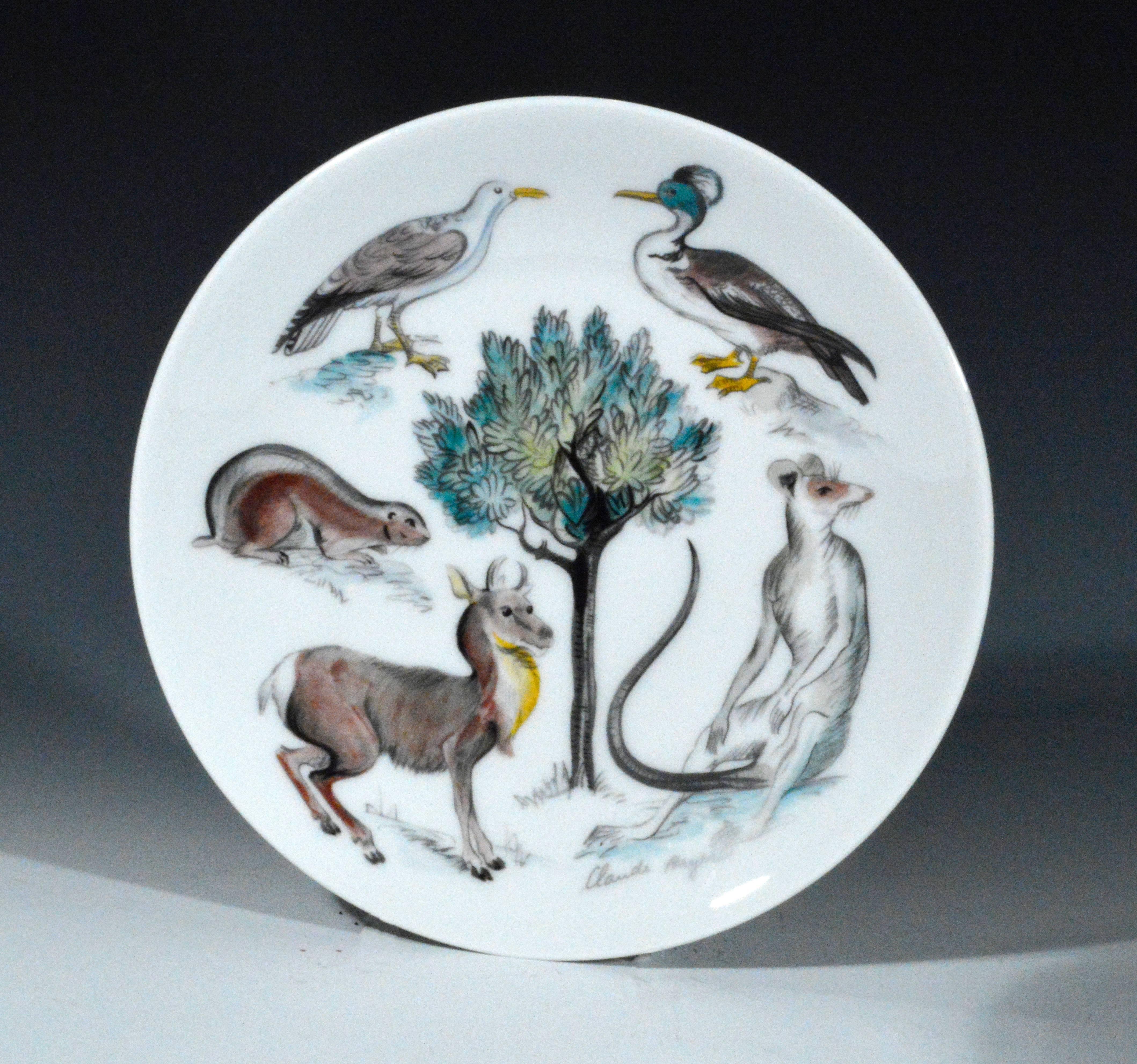 The Earthly Paradise Limoges plates from CH Field Havimand are signed by Claude Beyer and are numbered one through six.

This set is from the Biblical quote from Genesis 1-25- And God made the beast of the earth after his kind and cattle after