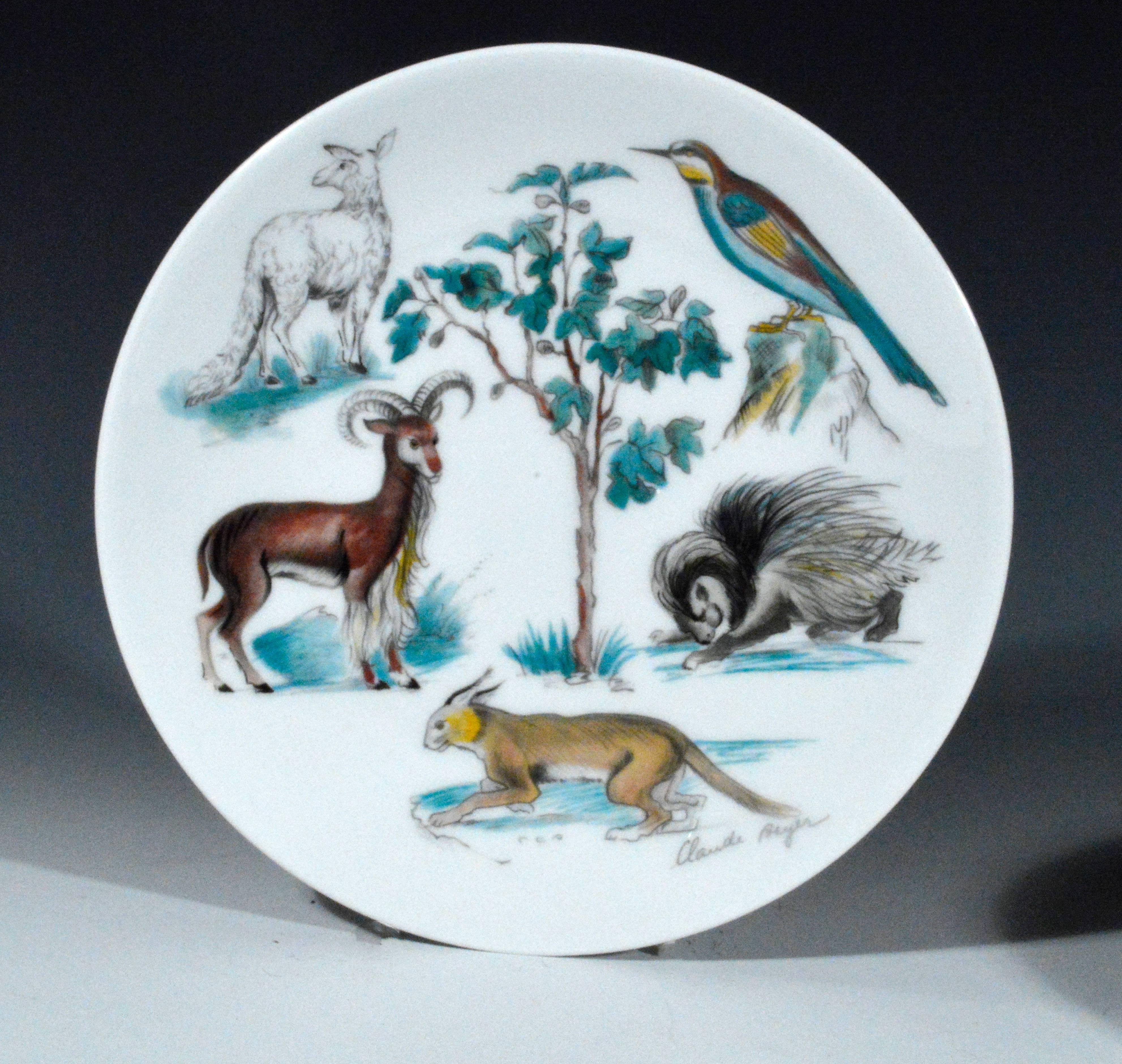 Folk Art  Limoges CH Field Haviland Earthly Paradise Set of six Plates