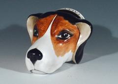 Derby Porcelain Hound Stirrup Cup by Stevenson & Hancock Derby.