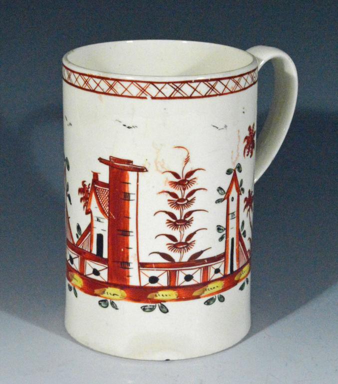 English Painted Chinoiserie Creamware Mug For Sale at 1stdibs