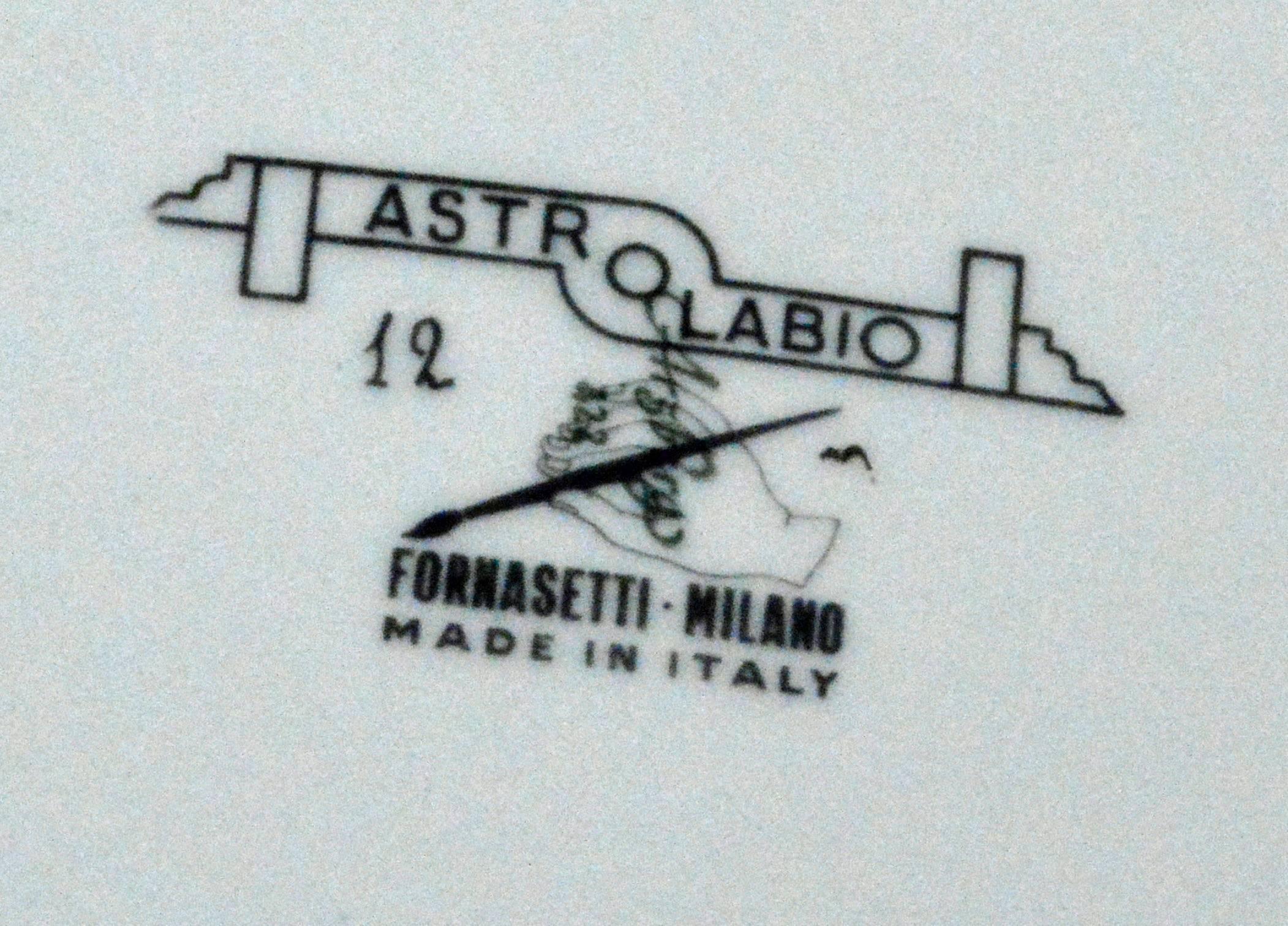 Mid-Century Modern Piero Fornasetti Porcelain Astrolabe Plate, Number Twelve in Astrolabio Series For Sale