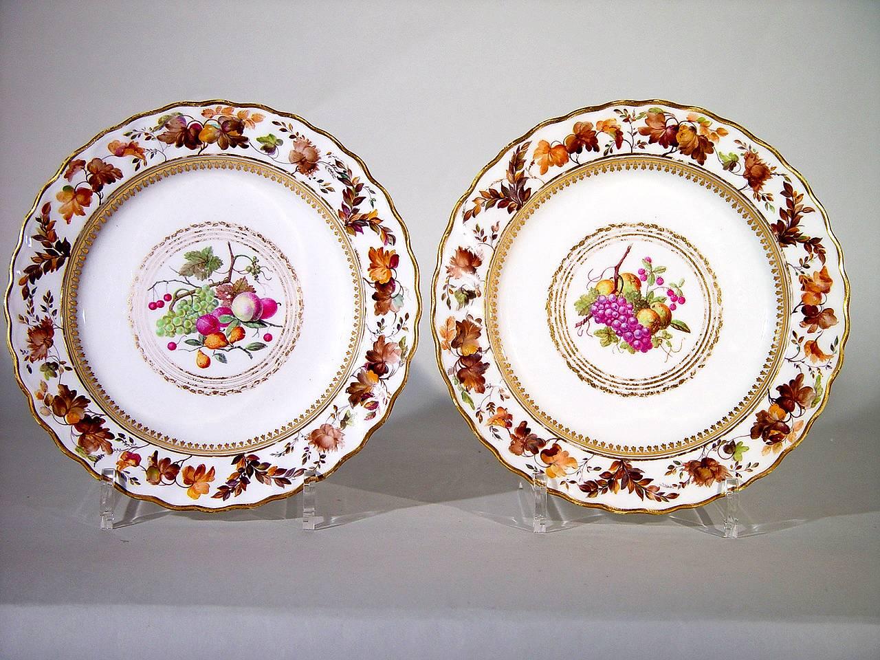 English Derby Porcelain Plates, Pattern 126, Painted by William Longden, Set of Six For Sale
