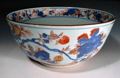 Chinese Export Imari Porcelain Punch Bowl.